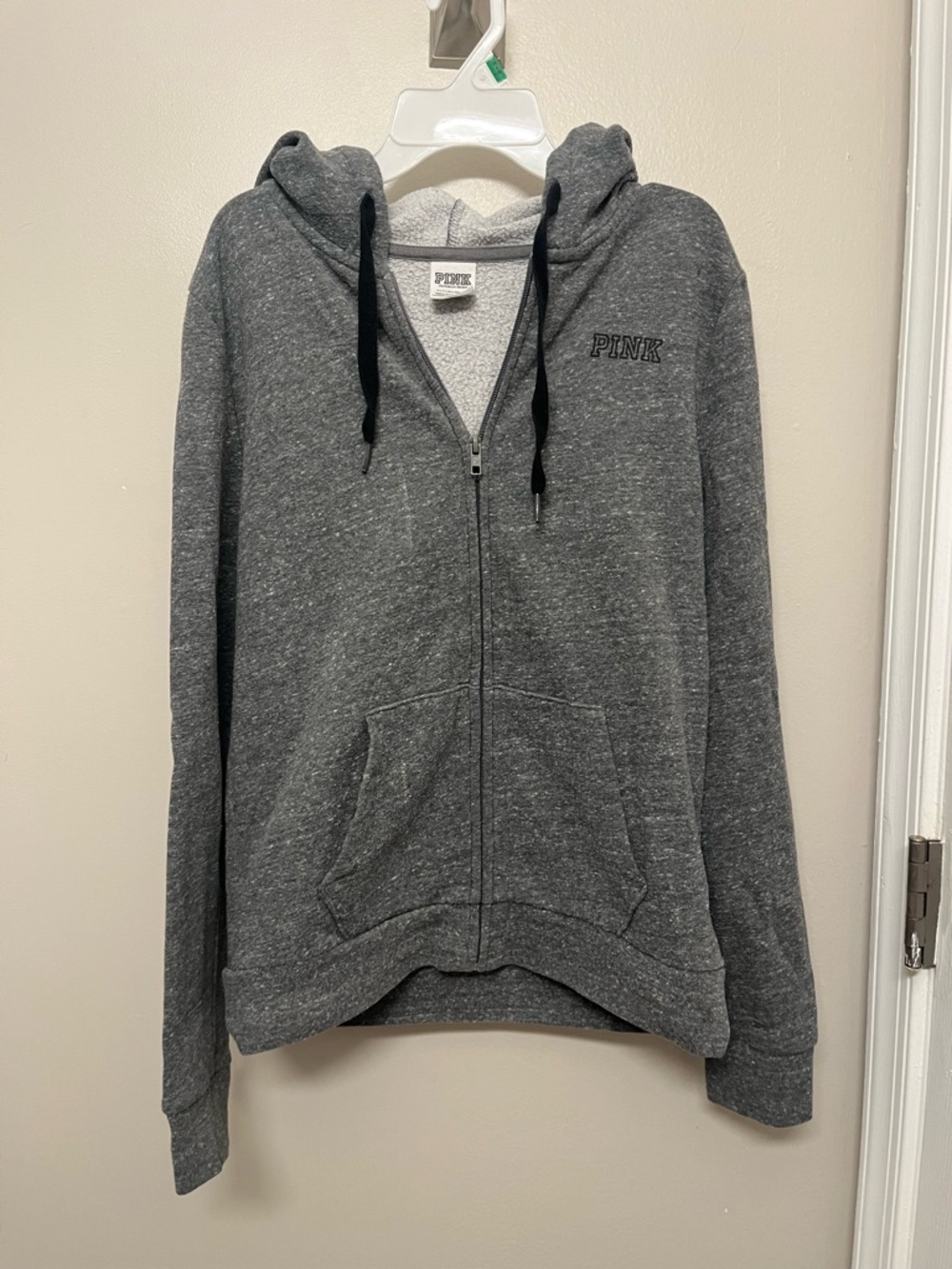 PINK Victoria's Secret Heather Gray Sherpa-Lined Zip Hoodie
